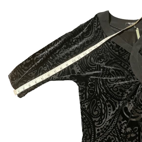 NWT Nic+Zoe Brocade Velvet Black Splitneck Tunic with Tank-size Small - Picture 8 of 14